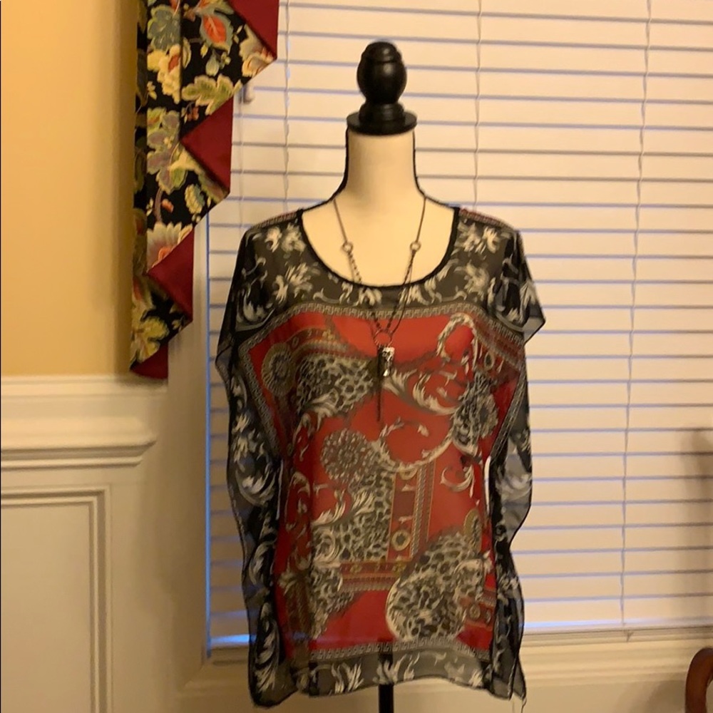 Lipstick black and red sheer over blouse sz S